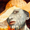 frau mit strohhut